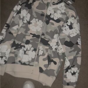 Camouflage Hoodie with Floral Design